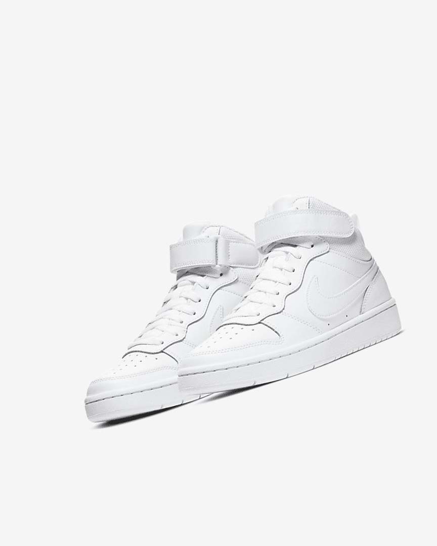 White / White / White Nike Court Borough Mid 2 Boys' Shoes | CA_3092