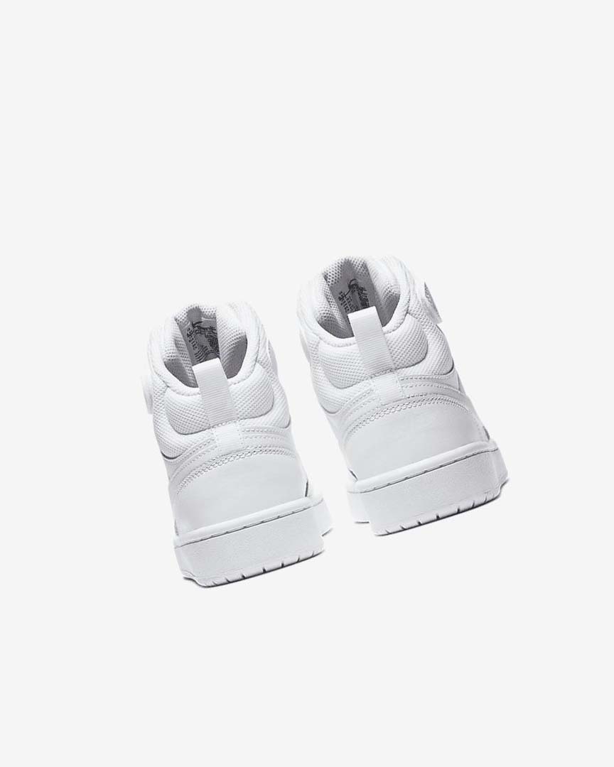 White / White / White Nike Court Borough Mid 2 Boys' Shoes | CA_3092