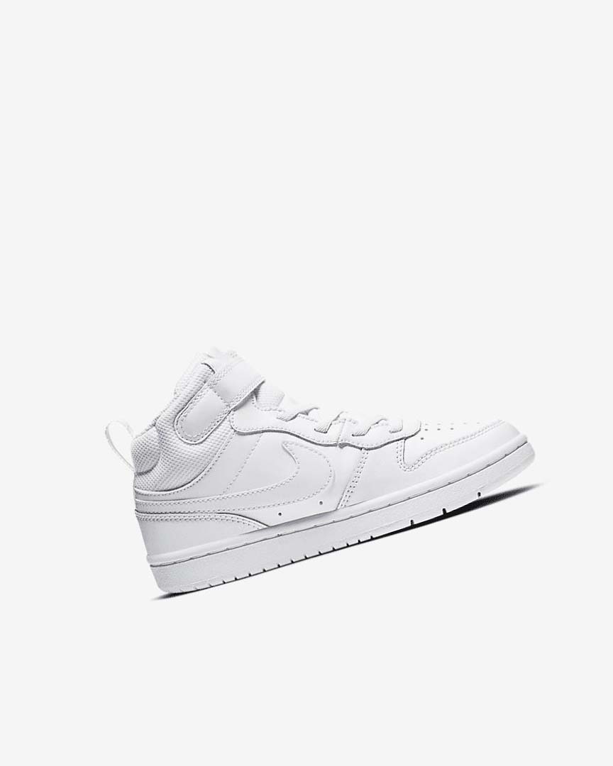 White / White / White Nike Court Borough Mid 2 Boys' Shoes | CA_4784