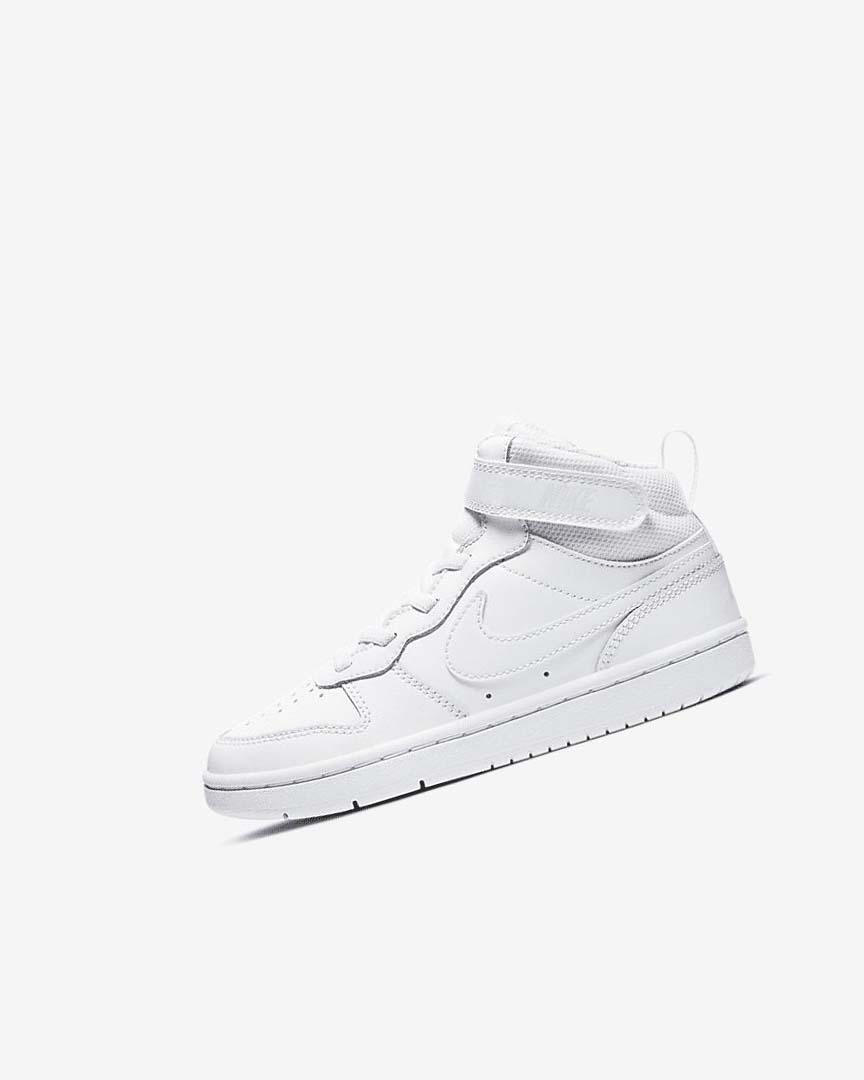 White / White / White Nike Court Borough Mid 2 Boys\' Shoes | CA_4784