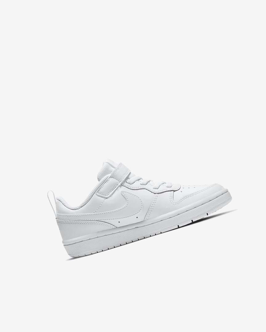 White / White / White Nike Court Borough Low 2 Girls' Shoes | CA_4885