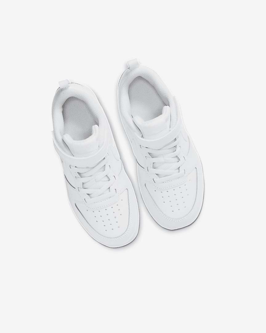 White / White / White Nike Court Borough Low 2 Girls' Shoes | CA_4885