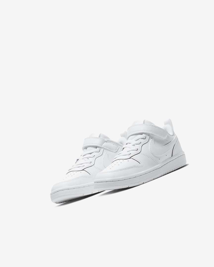 White / White / White Nike Court Borough Low 2 Girls' Shoes | CA_4885