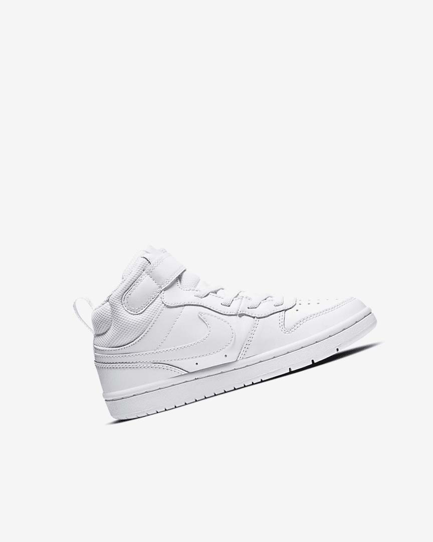 White / White / White Nike Court Borough Mid 2 Girls' Shoes | CA_5185