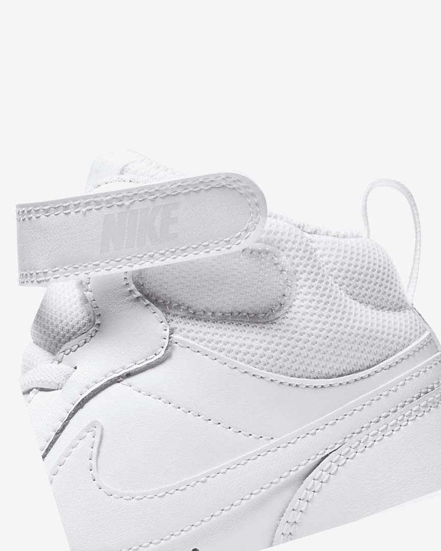 White / White / White Nike Court Borough Mid 2 Girls' Shoes | CA_5185