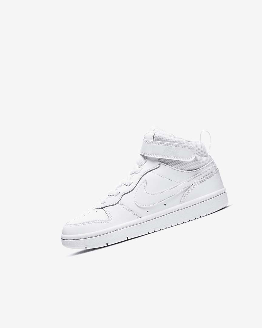 White / White / White Nike Court Borough Mid 2 Girls\' Shoes | CA_5185