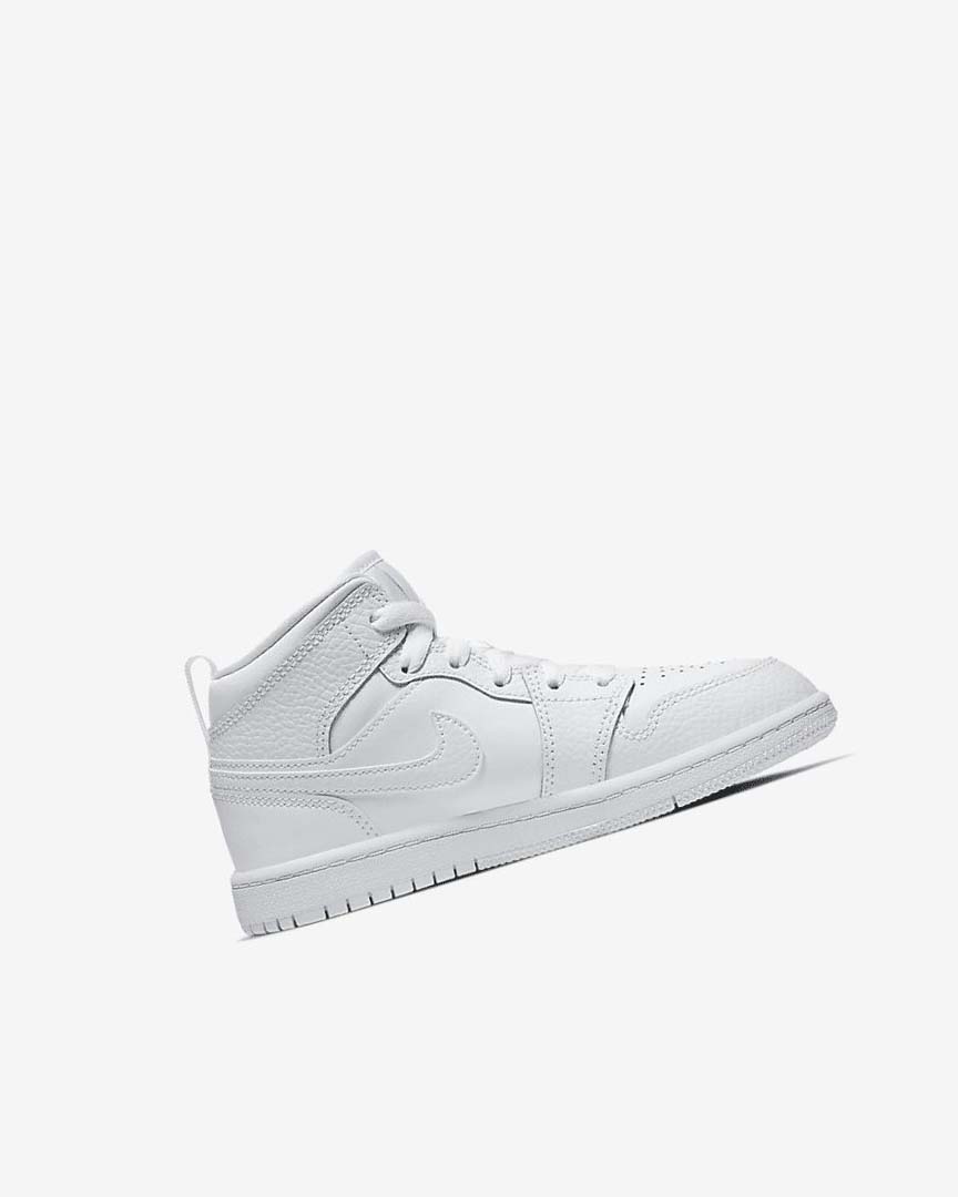 White / White / White Nike Jordan 1 Mid Boys' Shoes | CA_2985