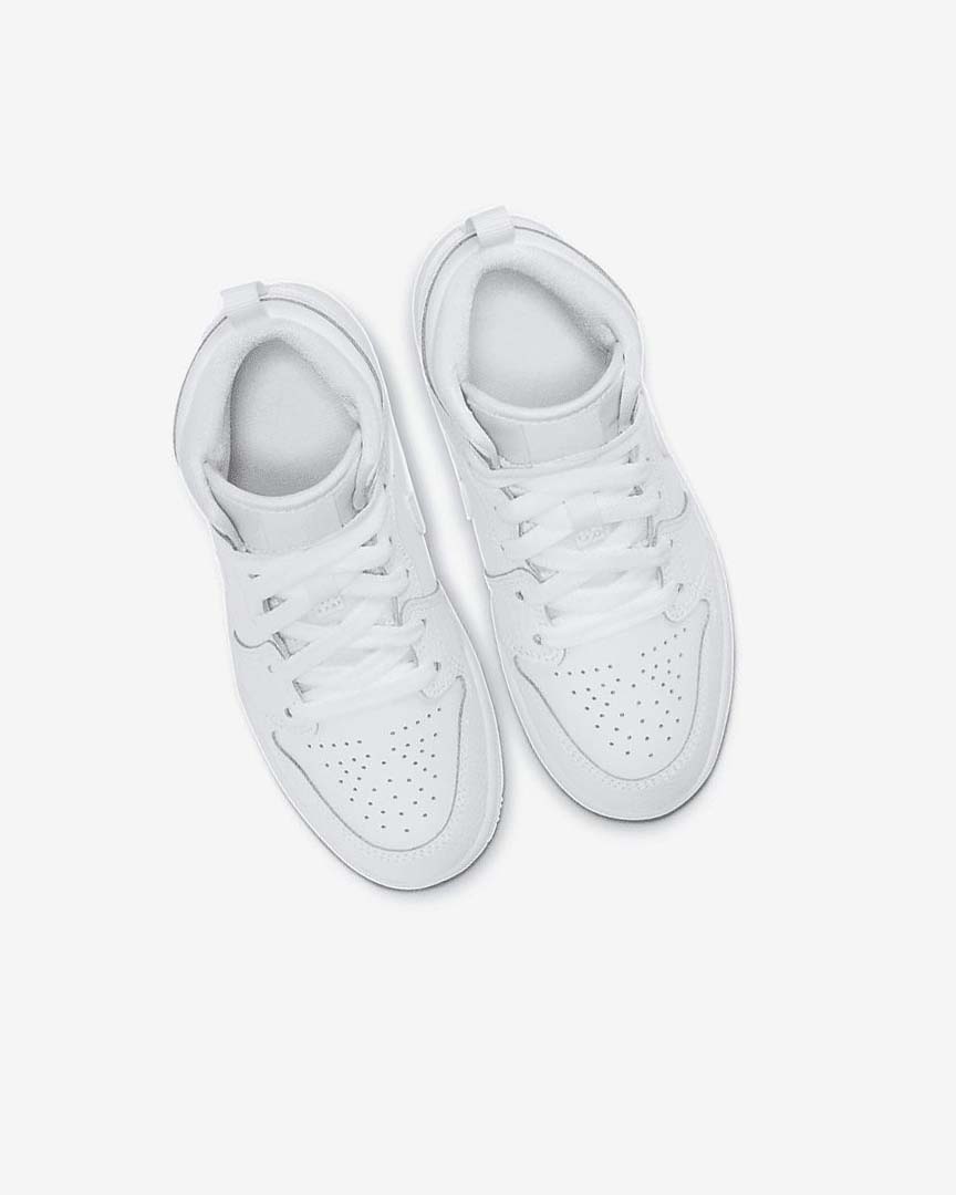 White / White / White Nike Jordan 1 Mid Boys' Shoes | CA_2985