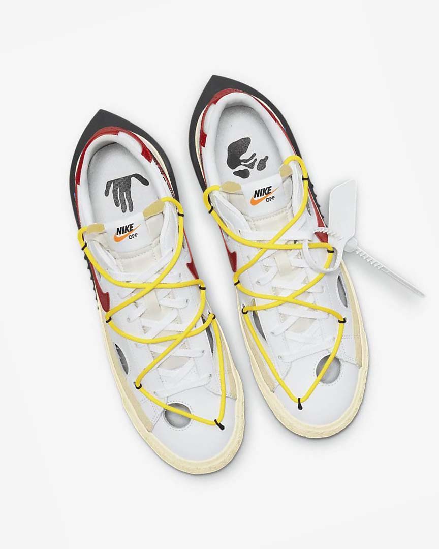 White / Yellow / Khaki / Red Nike Blazer Low '77 x Off-White™ Men's Sneakers | CA_2553