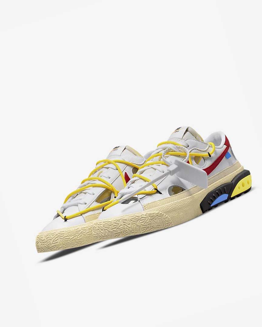 White / Yellow / Khaki / Red Nike Blazer Low '77 x Off-White™ Men's Sneakers | CA_2553