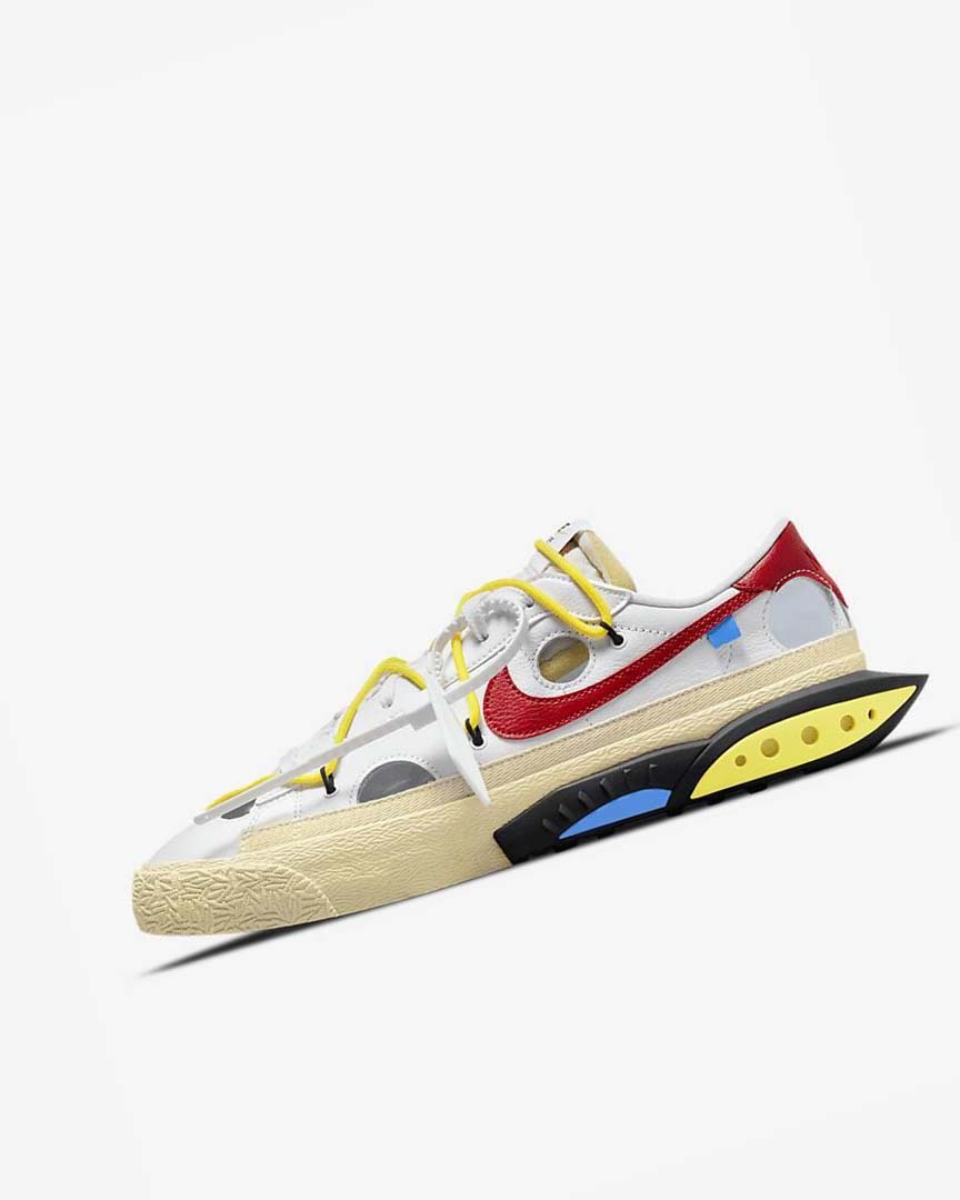 White / Yellow / Khaki / Red Nike Blazer Low \'77 x Off-White™ Men\'s Sneakers | CA_2553