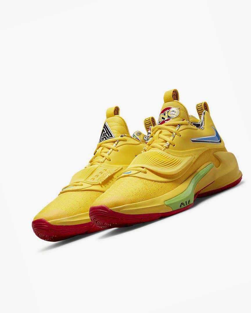 Yellow / Red Nike Zoom Freak 3 Men's Basketball Shoes | CA_2280