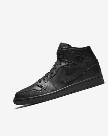 Black / Black / Black Nike Air Jordan 1 Mid Men's Sneakers | CA_5581