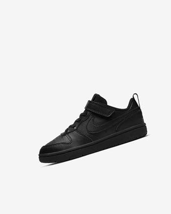 Black / Black / Black Nike Court Borough Low 2 Boys' Shoes | CA_2462