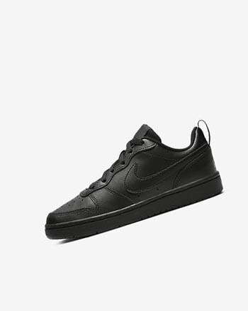 Black / Black / Black Nike Court Borough Low 2 Girls' Shoes | CA_5415