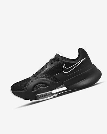 Black / Black / Dark Grey / White Nike Air Zoom SuperRep 3 Women's Training Shoes | CA_4959