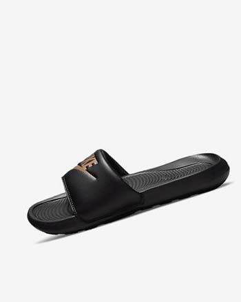 Black / Black / Metal Red Brown Nike Victori One Women's Slides | CA_5139