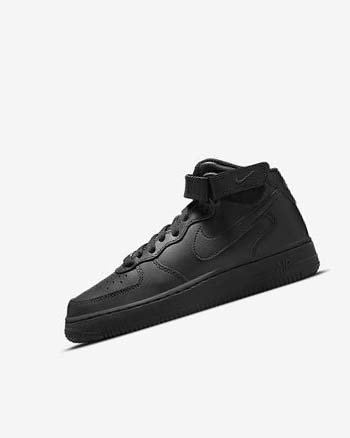 Black / Black Nike Air Force 1 Mid LE Boys' Sneakers | CA_3104