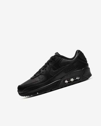 Black / Black / White / Black Nike Air Max 90 LTR Girls' Casual Shoes | CA_5034
