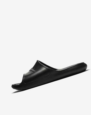 Black / Black / White Nike Victori One Women's Slides | CA_2229