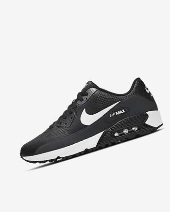 Black / Dark Grey / Grey / White Nike Air Max 90 G Men's Golf Shoes | CA_2863