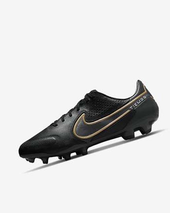 Black / Dark Grey / Metal Gold / Metal Dark Grey Nike Tiempo Legend 9 Pro FG Women's Soccer Cleats | CA_2427