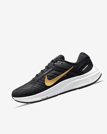 Black / Dark Grey / Metal Gold Nike Air Zoom Structure 24 Women's Running Shoes | CA_4654