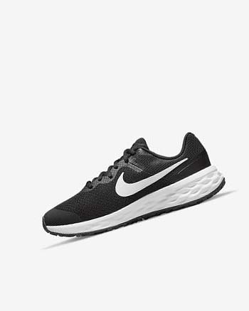 Black / Dark Grey / White Nike Revolution 6 Girls' Running Shoes | CA_3159