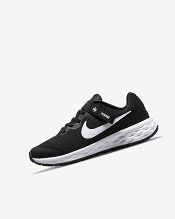 Black / Dark Grey / White Nike Revolution 6 FlyEase Boys' Running Shoes | CA_4678
