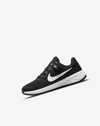 Black / Dark Grey / White Nike Revolution 6 FlyEase Girls' Shoes | CA_4888