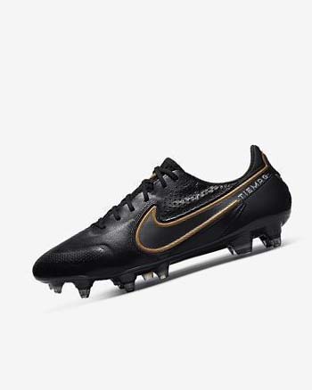 Black / Gold / Grey Nike Tiempo Legend 9 Elite SG-Pro AC Men's Soccer Cleats | CA_3122