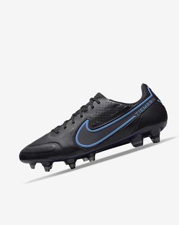 Black / Grey / Blue Nike Tiempo Legend 9 Elite SG-Pro AC Men's Soccer Cleats | CA_2560