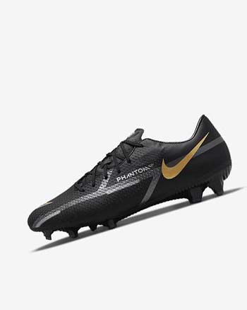 Black / Metal Gold / Dark Grey / Metal Dark Grey Nike Phantom GT2 Academy MG Women's Soccer Cleats | CA_2231
