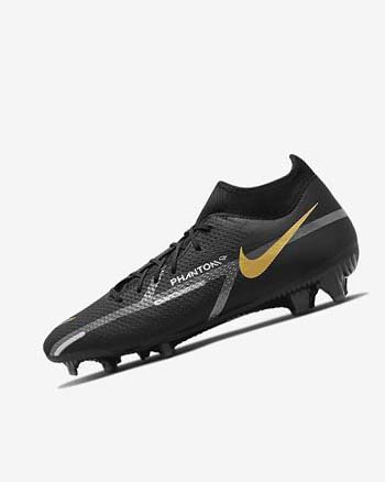 Black / Metal Gold / Dark Grey / Metal Dark Grey Nike Phantom GT2 Academy Dynamic Fit MG Women's Soccer Cleats | CA_4593