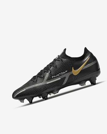 Black / Metal Gold / Metal Silver / Metal Dark Grey Nike Phantom GT2 Elite SG-Pro AC Women's Soccer Cleats | CA_3181