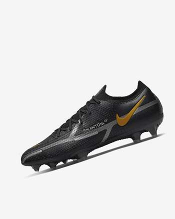 Black / Metal Gold / Metal Silver / Metal Dark Grey Nike Phantom GT2 Elite FG Men's Soccer Cleats | CA_3232