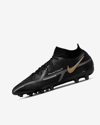 Black / Metal Gold / Metal Silver / Metal Dark Grey Nike Phantom GT2 Dynamic Fit Elite AG-Pro Men's Soccer Cleats | CA_4502