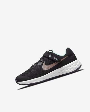 Black / Mint / Purple / Metal Red Brown Nike Revolution 6 FlyEase Girls' Running Shoes | CA_2682