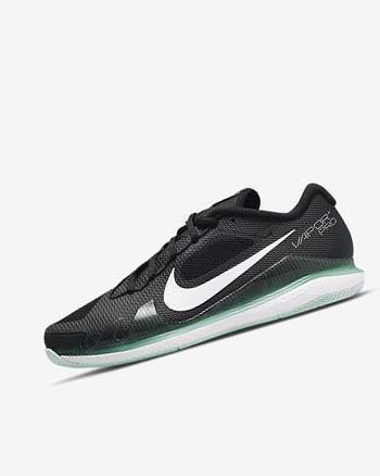 Black / Mint / White Nike Court Air Zoom Vapor Pro Men's Tennis Shoes | CA_4889