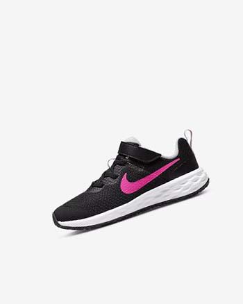 Black / Pink / Pink Nike Revolution 6 Girls' Running Shoes | CA_5535