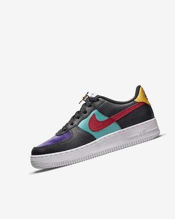 Black / Turquoise / Purple / Red Nike Air Force 1 LV8 EMB Boys' Sneakers | CA_4774