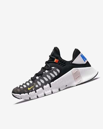 Black / White / Blue / Yellow Nike Free Metcon 4 Women's Training Shoes | CA_5129