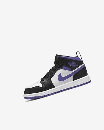 Black / White / Dark Nike Jordan 1 Mid Boys' Shoes | CA_2773