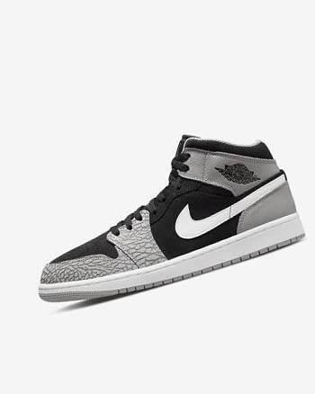 Black / White / Light Grey / Red Nike Air Jordan 1 Mid SE Men's Sneakers | CA_4686