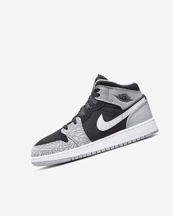 Black / White / Light Grey / Red Nike Air Jordan 1 Mid SE Boys' Sneakers | CA_5386