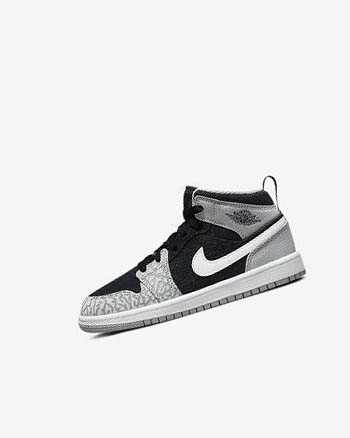 Black / White / Light Grey / Red Nike Jordan 1 Mid SE Boys' Shoes | CA_3161