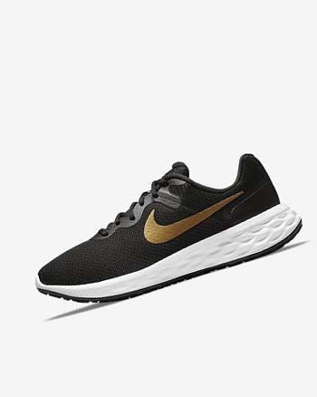 Black / White / Metal Gold Nike Revolution 6 Next Nature Men's Running Shoes | CA_2392