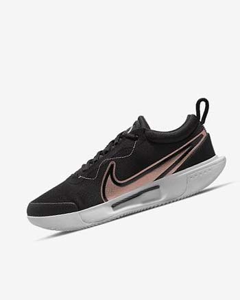 Black / White / Metal Red Brown Nike Court Zoom Pro Women's Tennis Shoes | CA_4790