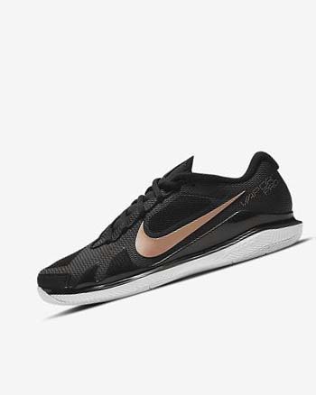 Black / White / Metal Red Brown Nike Court Air Zoom Vapor Pro Women's Tennis Shoes | CA_5088