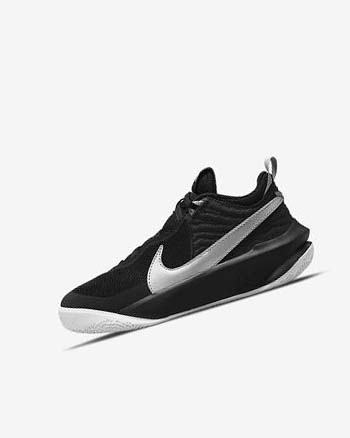 Black / White / Metal Silver Nike Team Hustle D 10 Girls' Basketball Shoes | CA_3277